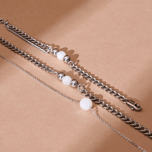 Moonstone x Silver | Gemstone Chain Bracelet